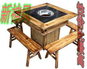 碳化木火锅桌椅
